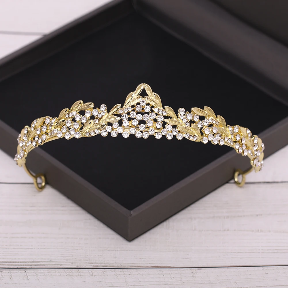 Bridal Crown Golden Wedding Hair Accessories Crystal Rhinestone Bride Wedding Tiaras and Crowns Headpiece Diadema Hair Ornament image 6