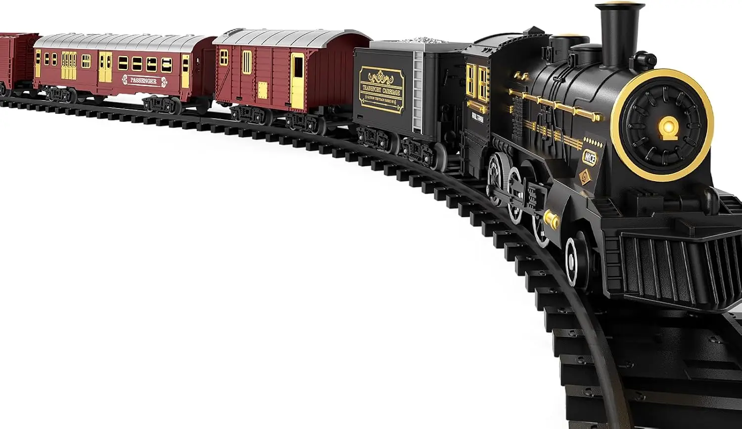 

Train Set for Kids 3-12 Years, Electric Classical Steam Engine Locomotive with Steam, Light and Sounds, Rechargeable Model Train