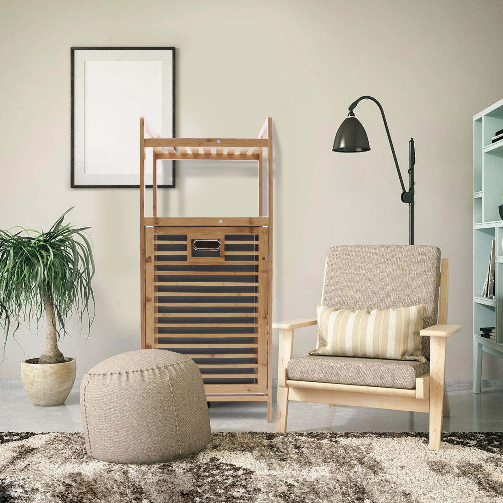 

Multi-Scene Bamboo Laundry Rack Removable Non-Woven Lining Basket Raised Feet Easy Cleaning Ideal Housewarming Gift