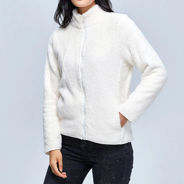 BWQ المرأة معطف الصوف الشتاء الدافئة رشاقته سترة الوجهين ارتداء الوجهين المخملية المرجان الصوف معاطف سترات صوف القطبية