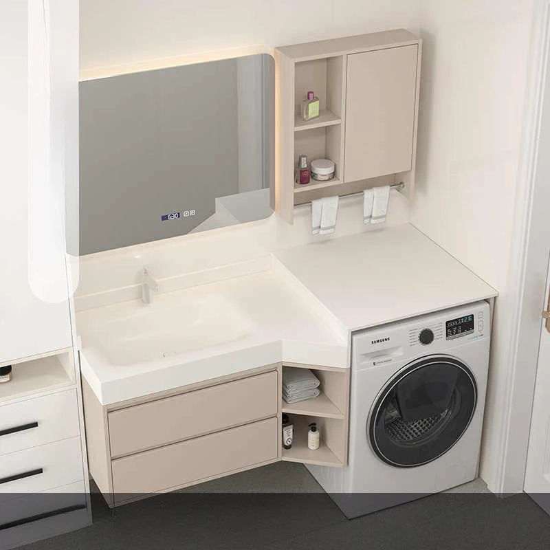 

Rock slab hot bending integrated basin bathroom cabinet combination corner washbasin hand washbasin very narrow washing machine