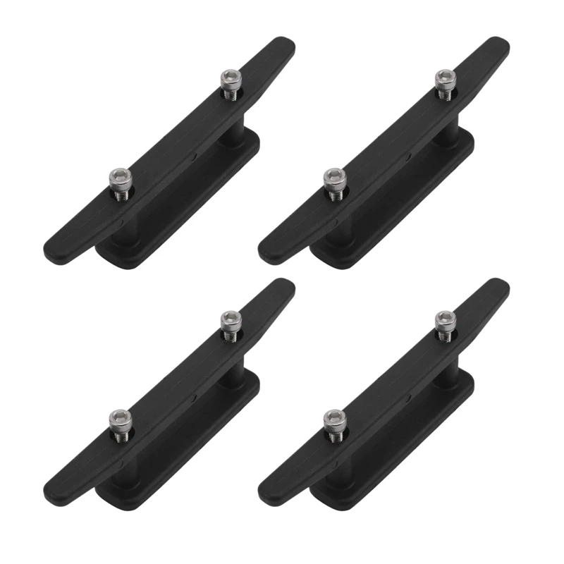 4 Pack Of 6.5 Inch Black Anchor Cleat Kit With Screws Nylon Open Base Dock Cleat For Kayak Boat Canoe Mooring Deck Mount