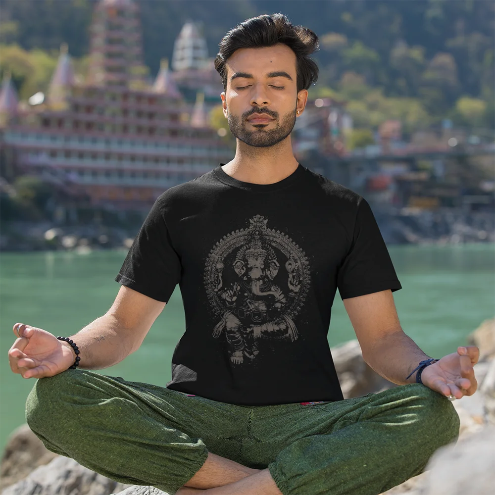 Ganesha Dark Ganapati bappa spirituality lord ganesha elephant God India ganesh chaturthi forever T Shirt 100% Cotton printed