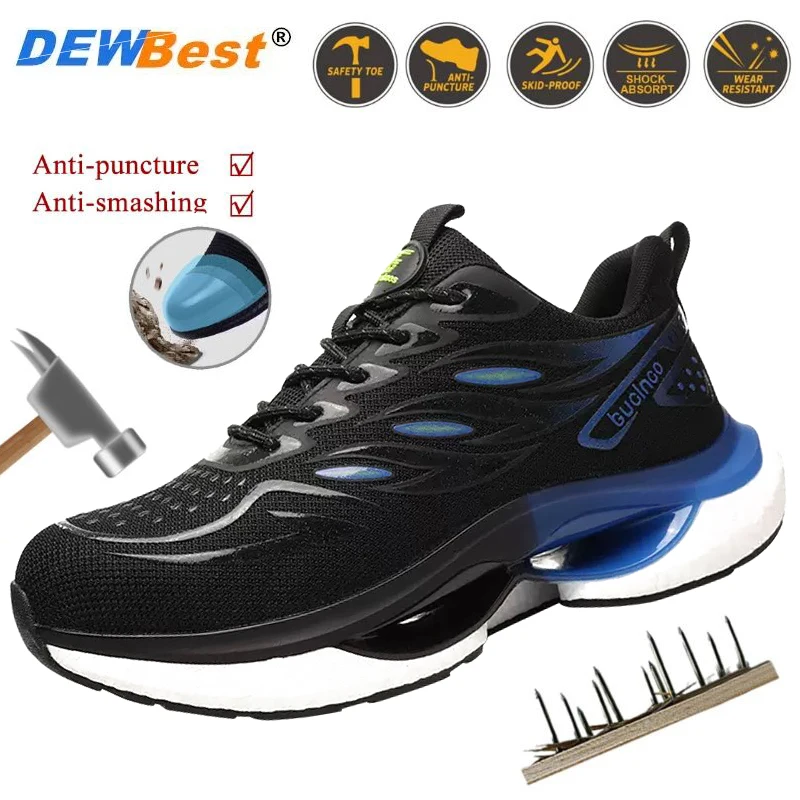 

New men's lightweight and comfortable steel toe protective shoes anti-smash anti-puncture popcorn soft sole safety shoes