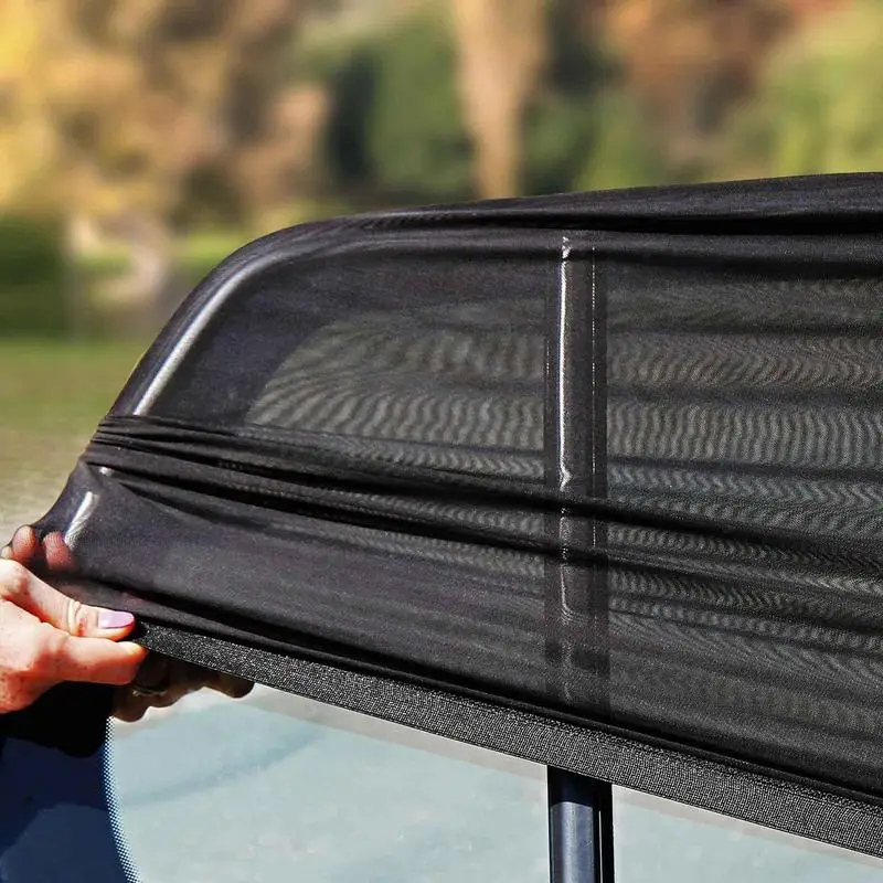 2pcs Car Thermal Insulation Sunshade Breathable Side Window Shading Auto Mosquito Curtain Clear Rear View Mirror Effect