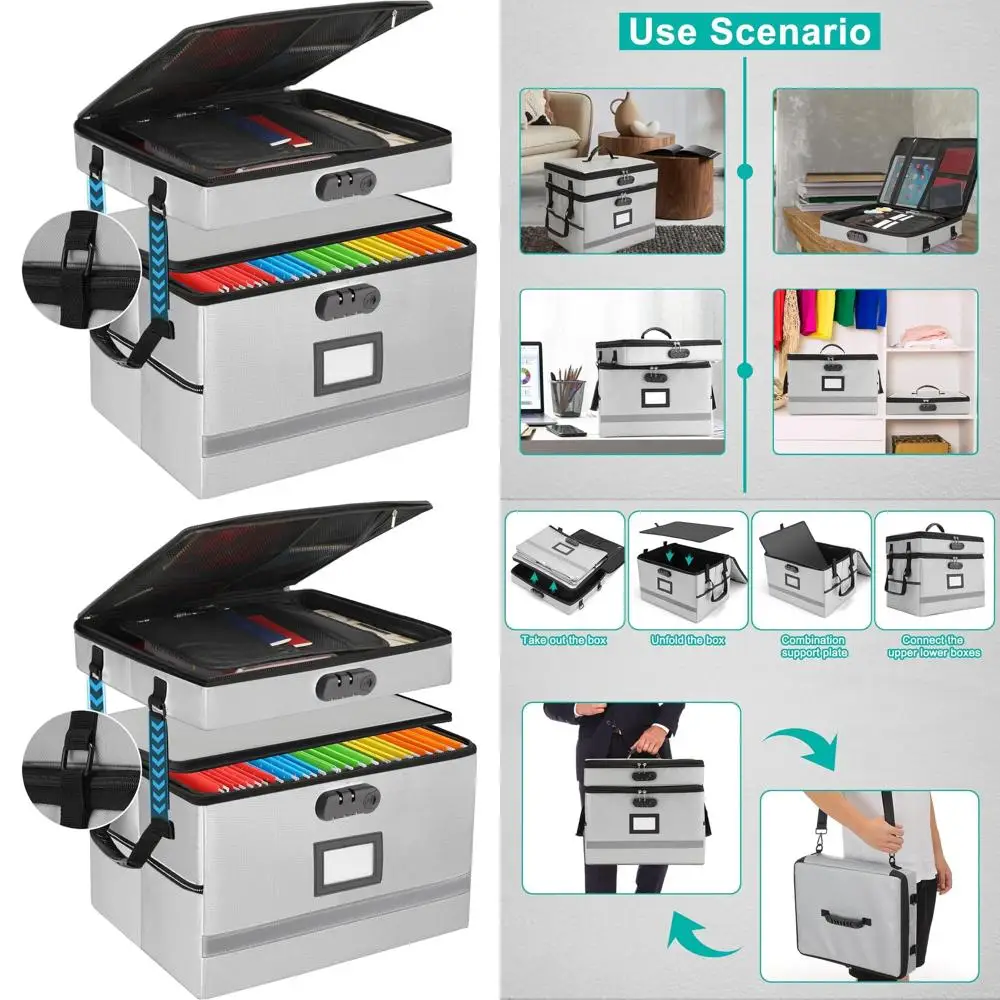 

Двухслойный портативный ящик для документов с замком и ручкой, идеально подходит для дома или офиса