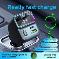 New GC15 Retractable Car USB Charger,4 in 1 Fast Charging, PD 65W USB Type-C Car Charger Adapter, 2 USB Ports Phone Charger