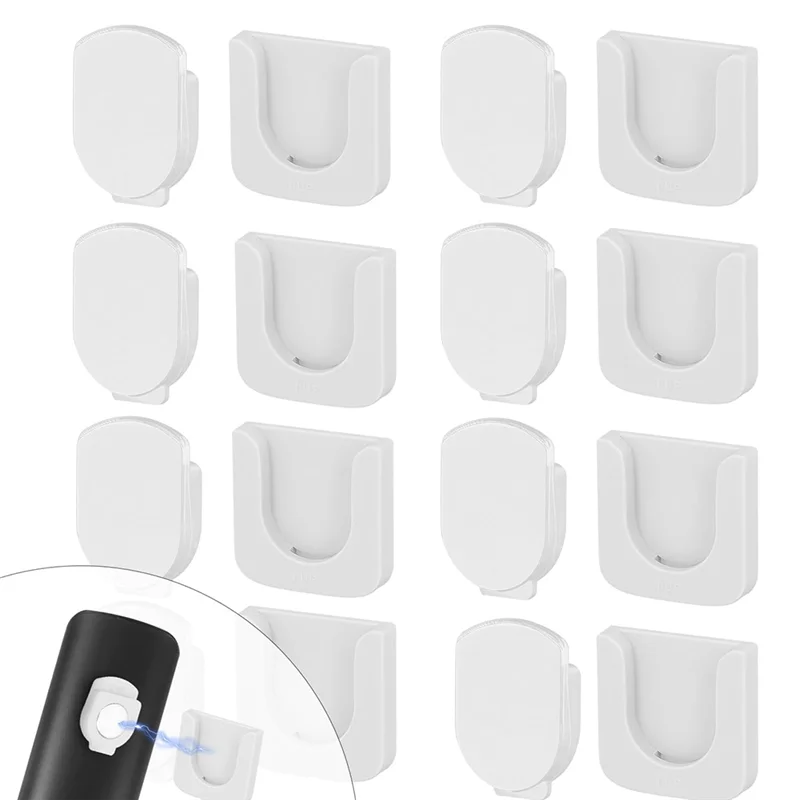 AY03-8Pcs Magnetic Remote Control Holder, Self-Adhesive White Remote Holder Wall Mount Slot Design Remote Control Mount