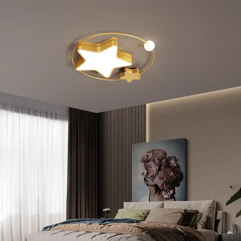 Modern Gold LED Star Ceiling Lights for Bedroom Living Dining Study Kid Room Kitchen Corridor Nursery Home Indoor Decoration