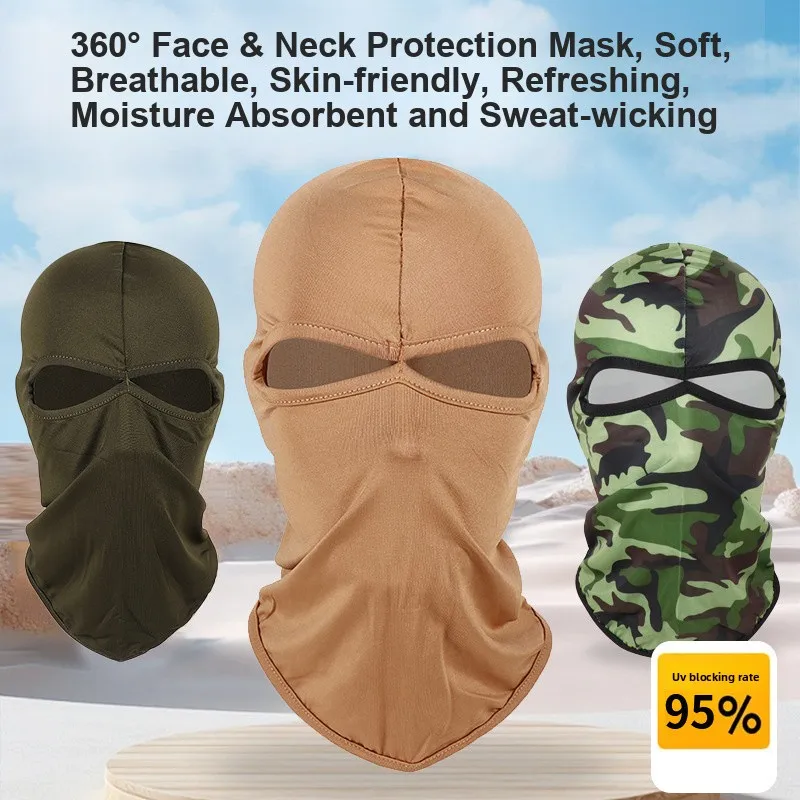 Double Hole Milk Silk Protective Cycling Head Mask Windproof Dustproof Outdoor Bicycle Face Cover