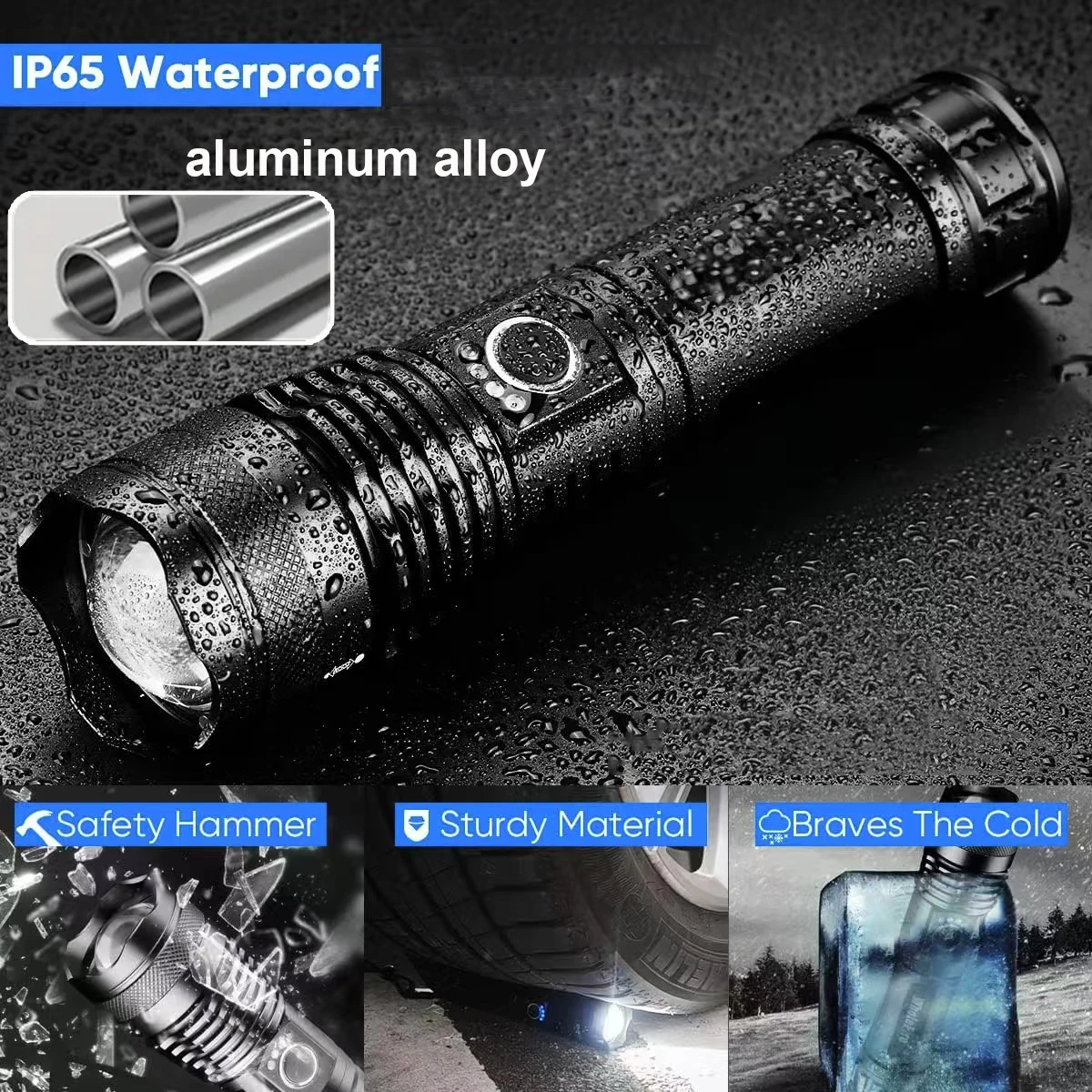P50 Leistungsstarke LED-Taschenlampe – wiederaufladbare tragbare, ultrahelle Taschenlampe für Outdoor-Camping, Arbeit und Notfall