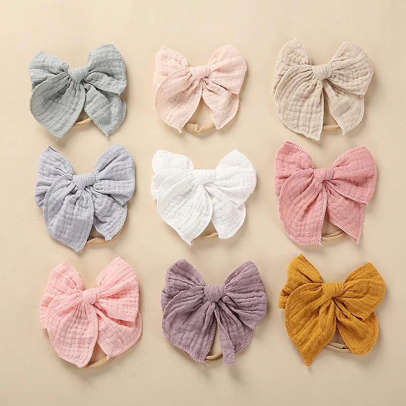 Cotton Newborn Hair Bows Lovely Baby Headbands Elastic Nylon Hair Accessories for Children Girl Princess Hairband Kids Headwear