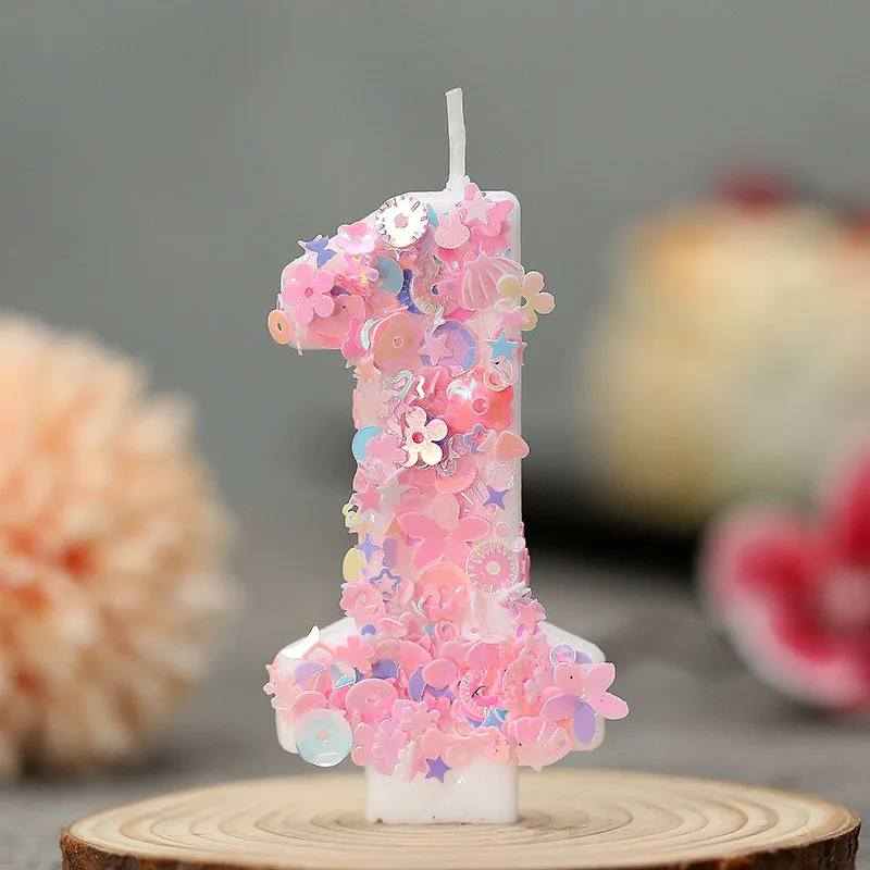Pink Sequins DIY Creative Handmade Candle Cake Decoration New Year's Party
