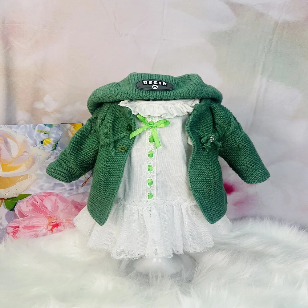 Clothes for Silicone Baby 55 cm / 22 inch Doll  Clothing Set Bebes Reborn menina Girl Doll Outfit Toy Gift Sweater 3 piece set