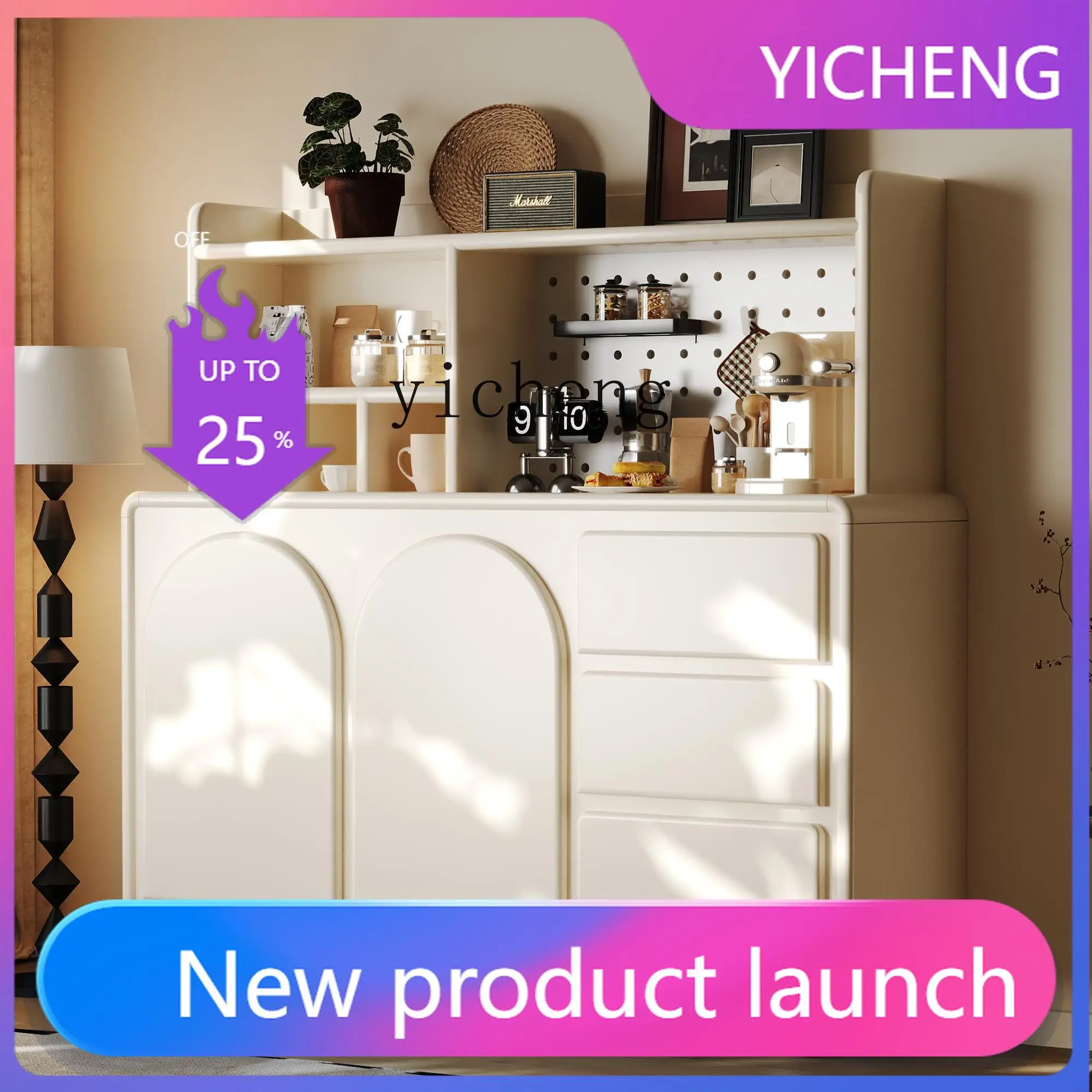Living Room Home Coffee Machine Oven Microwave Storage Side Cabinet Ball Legs Multifunctional