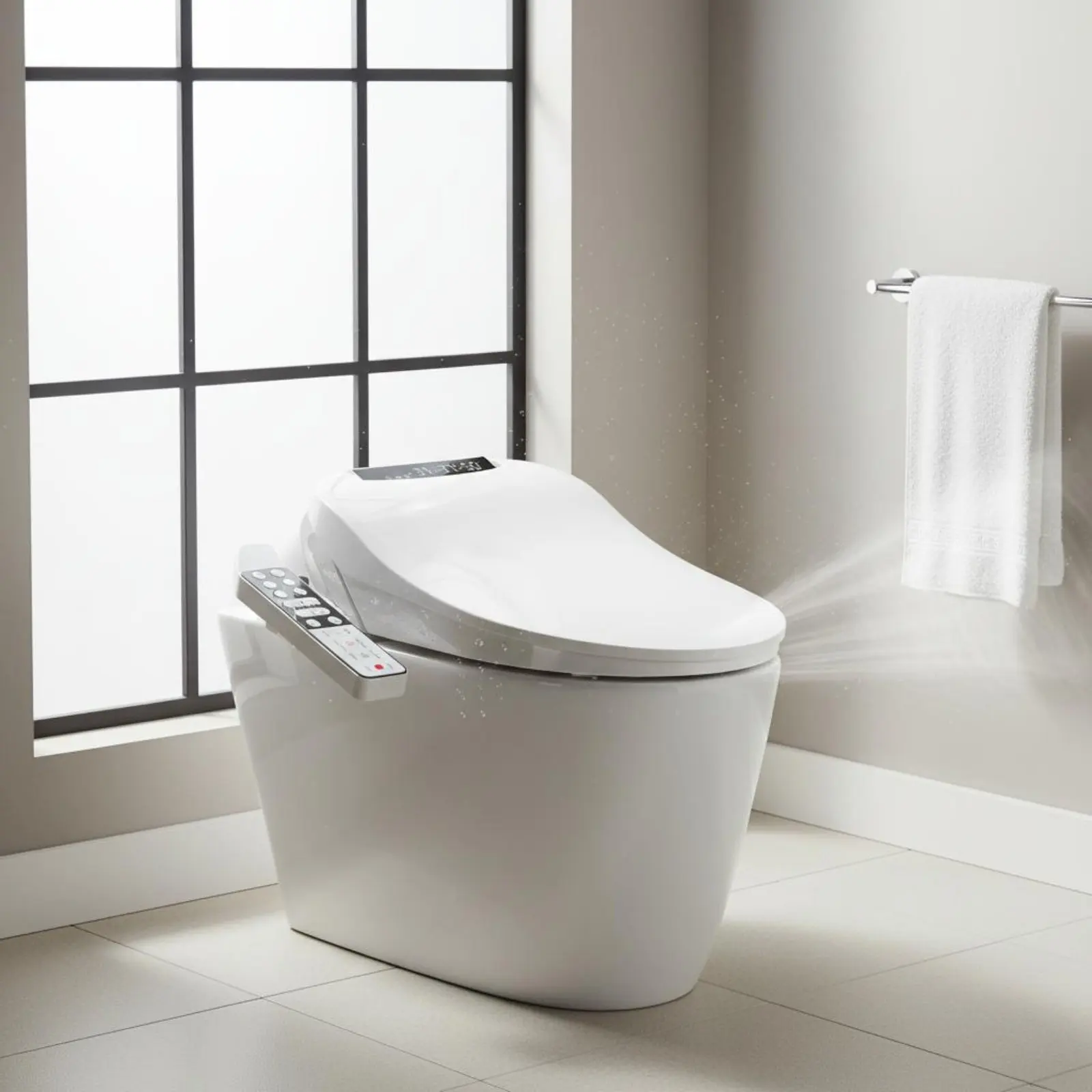 Automatic Bidet Seat Warm Water Cleansing Electric Bidet Seat Bathroom Fixture Adjustable Temperature Auto Night Light view 3