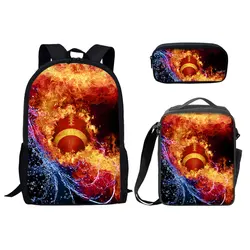 Conjunto de mochilas escolares para niños y niñas, mochilas con estampado 3D de Rugby y fútbol