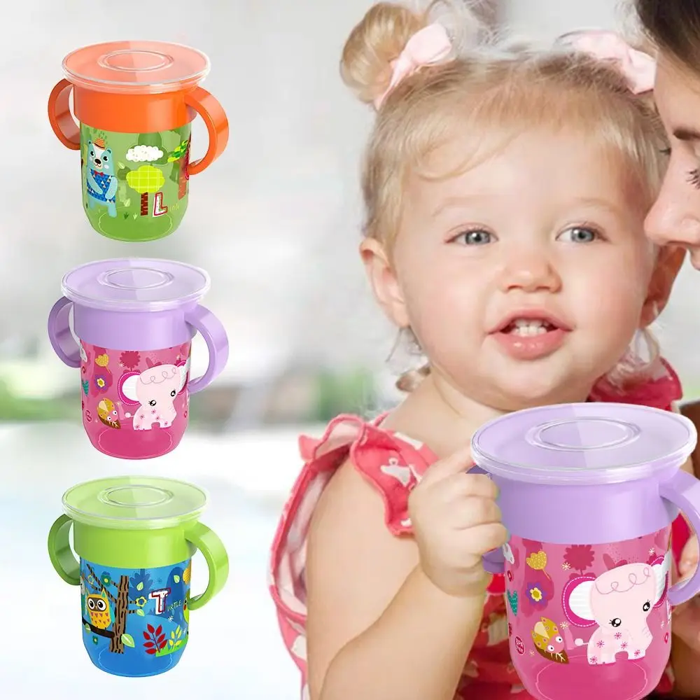 Portable Double Handle Learning Drinking Cup Leakproof Supplies Feeding Cup BPA Free Kid Water Cups