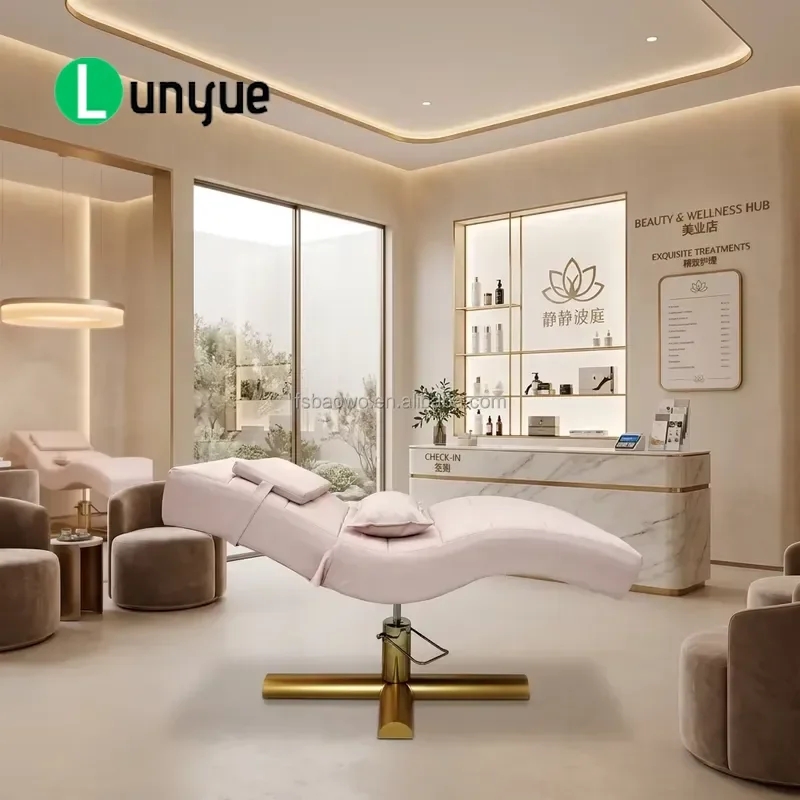 Luxury Adjustable Pink Beauty Facial Bed Modern S Shape Eyelash Treatment Chair for Spa Clinic Customizable