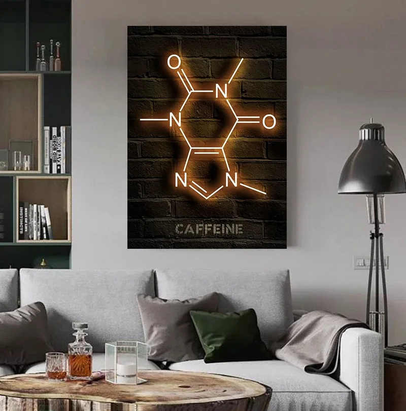 Chemistry Neon Molecules Sign Psilocybin Xanax Thc Posters Canvas Painting Modern Wall Art Picture Home Living Room Decor No LED