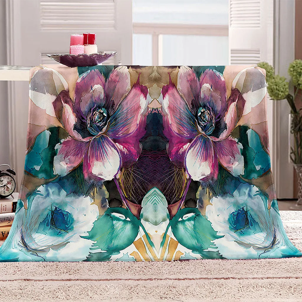 

HUANZHUANG Soft Plush Blanket Flannel Throw Colored Flowers Blanket For Living Room Bedroom Bed Sofa Kids Home Travel Birthday