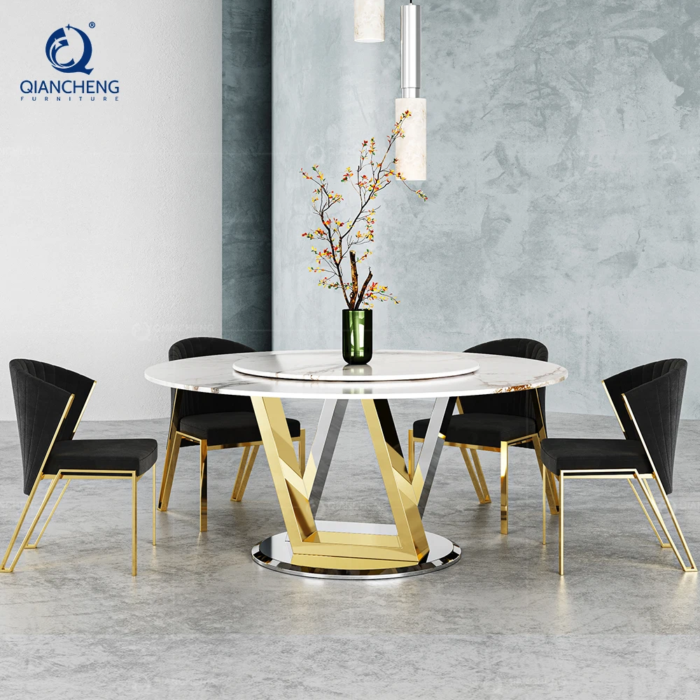 

China 60 Inch Hotel Lobby Coffee Dining Table Set Foshan Luxury Furniture Marble Round Reception Table for Restaurant