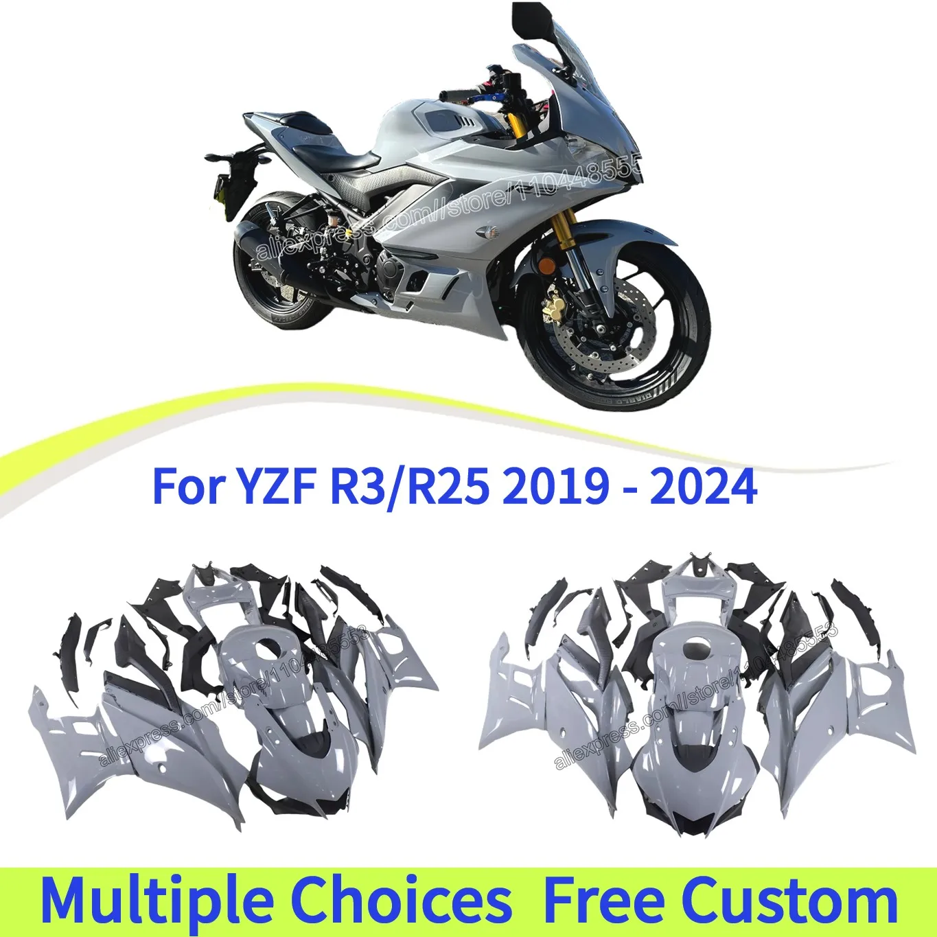 

For Yamaha YZF-R25 2019 YZF R25 2020 YZFR25 2021 YZF-R3 2022 YZFR3 2023 YZF R3 2024 Motorcycle Fairings Replacement Body Shell