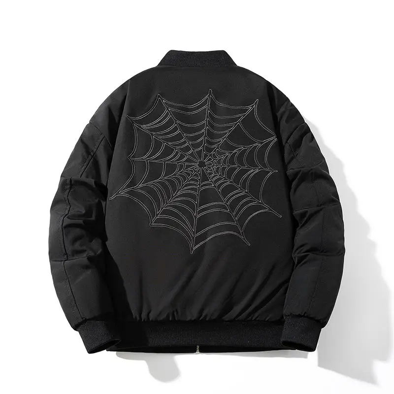 

Утепленная куртка-бомбер с вышивкой паутиной, хлопковая, в американском стиле, для пар, верхняя одежда в стиле High Street, новинка