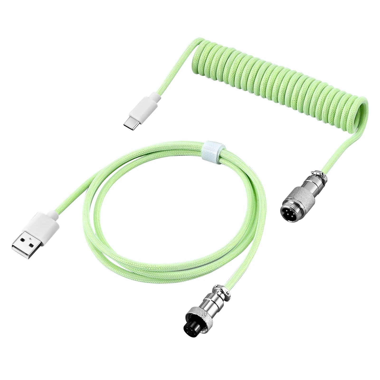 Opgerolde toetsenbordkabel Type C naar USB-A Mechanische toetsenbordkabel Afneembare metalen vlieger Dubbele mouwen Draad voor gamingtoetsenbord