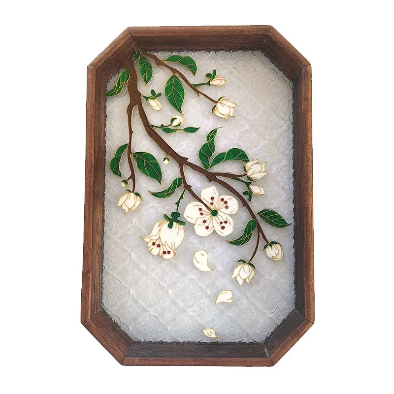 Diy Wire Enamel Pear Tea Tray Material Package Glass Enamel Painting Retro Decoration Cloisonne Painting Cultural Creation Gold