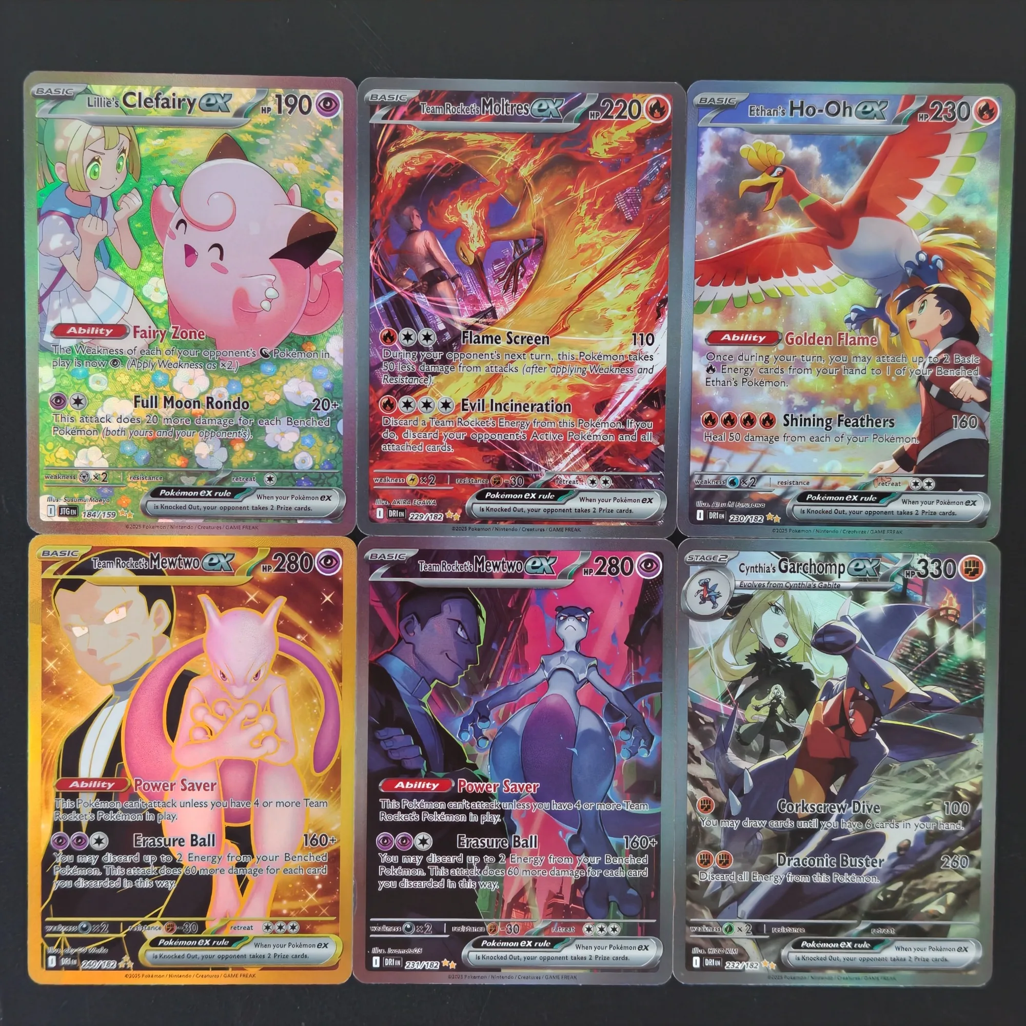 DIY Pokemon Character Full Art SAR UR Holo ex Cards Team Rocket Mewtwo Gold Moltres Lillie’s Clefairy Ethan’s Ho-Oh Anime Card