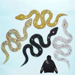 1 pz strass serpente ricamato Patch ferro su Applique di cristallo cucito per Jeans decorazioni di abbigliamento