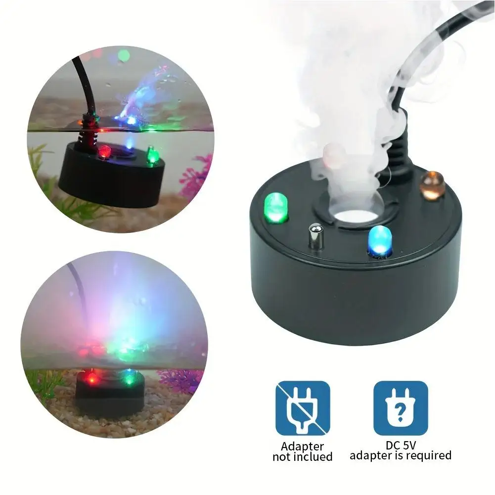 Mist Maker Fogger Mist Maker Mist Maker USB Colorful LED Lights 5V Sound Fountain Atomizer for Pond Rockery Fish Sink ﻿