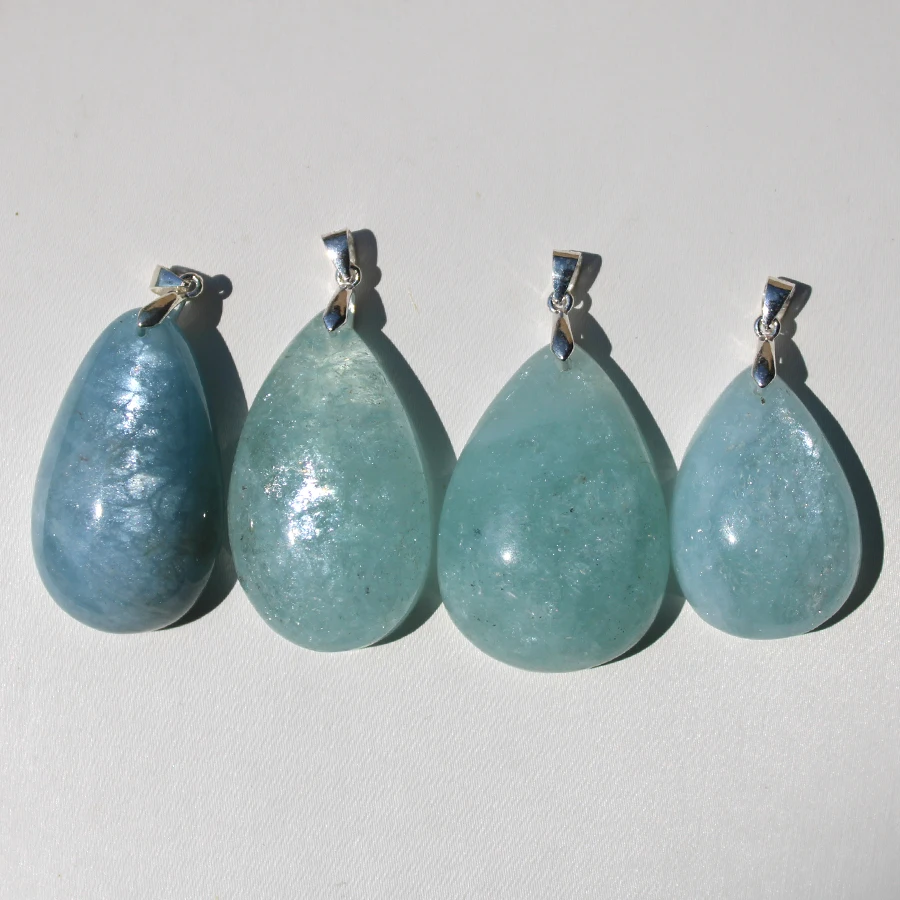 

Цельная цельная серебряная пряжка 925 пробы с натуральным вспышкой, аквамарином, драгоценным камнем, ожерелье с каплями воды, кулон для ювелирных изделий, подарок