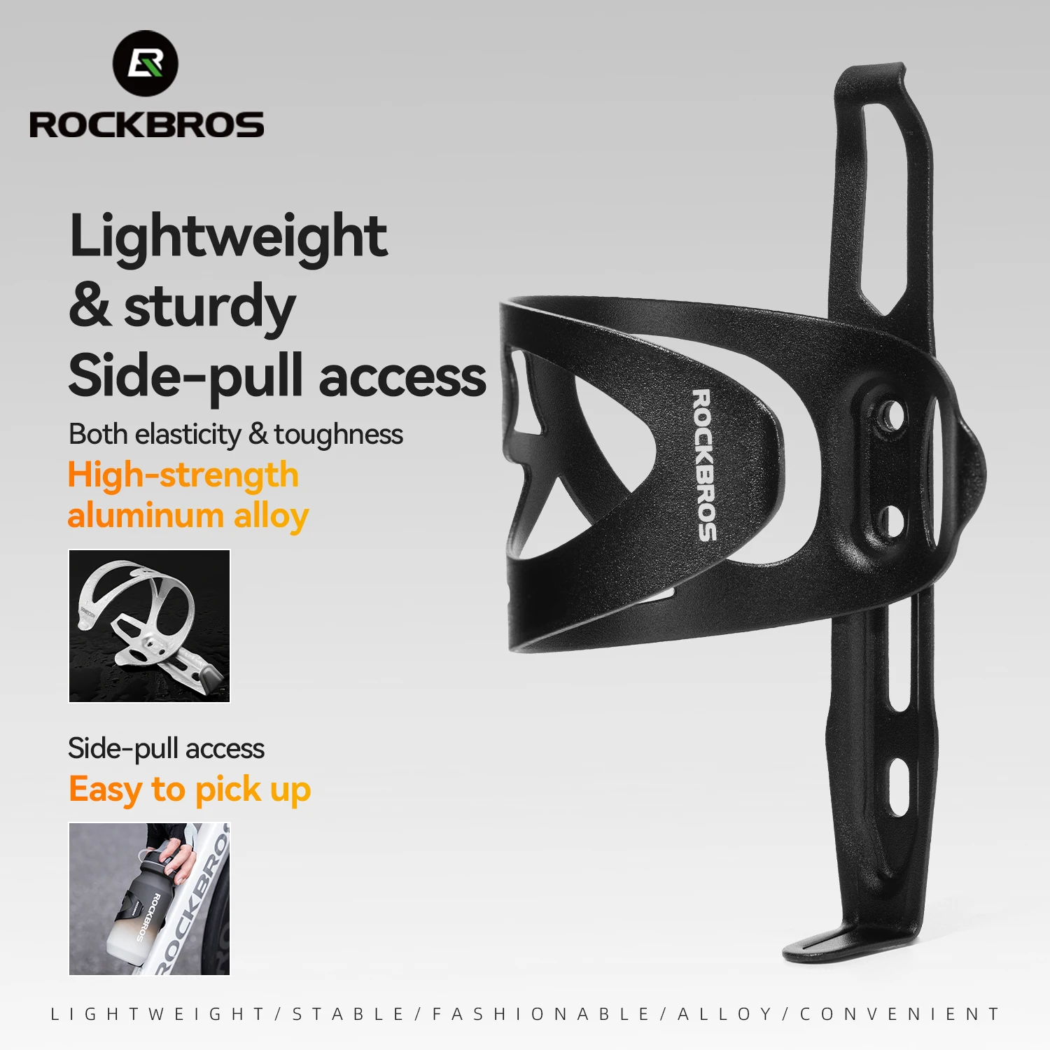 ROCKBROS Cycling Bottle Bracket Side-Pull Access Aluminum Alloy Cup Holder Lightweight Stable Convenient Cycling Kettle Bracket