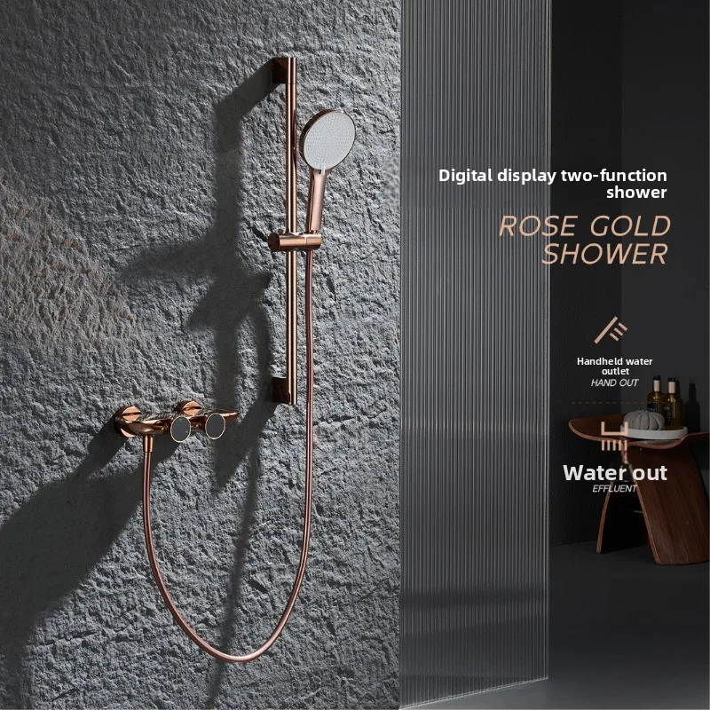 Bathroom Shower Set 2 in 1 Bathtub Faucet with Brass Shower Head and Digital Mixer for Hotel