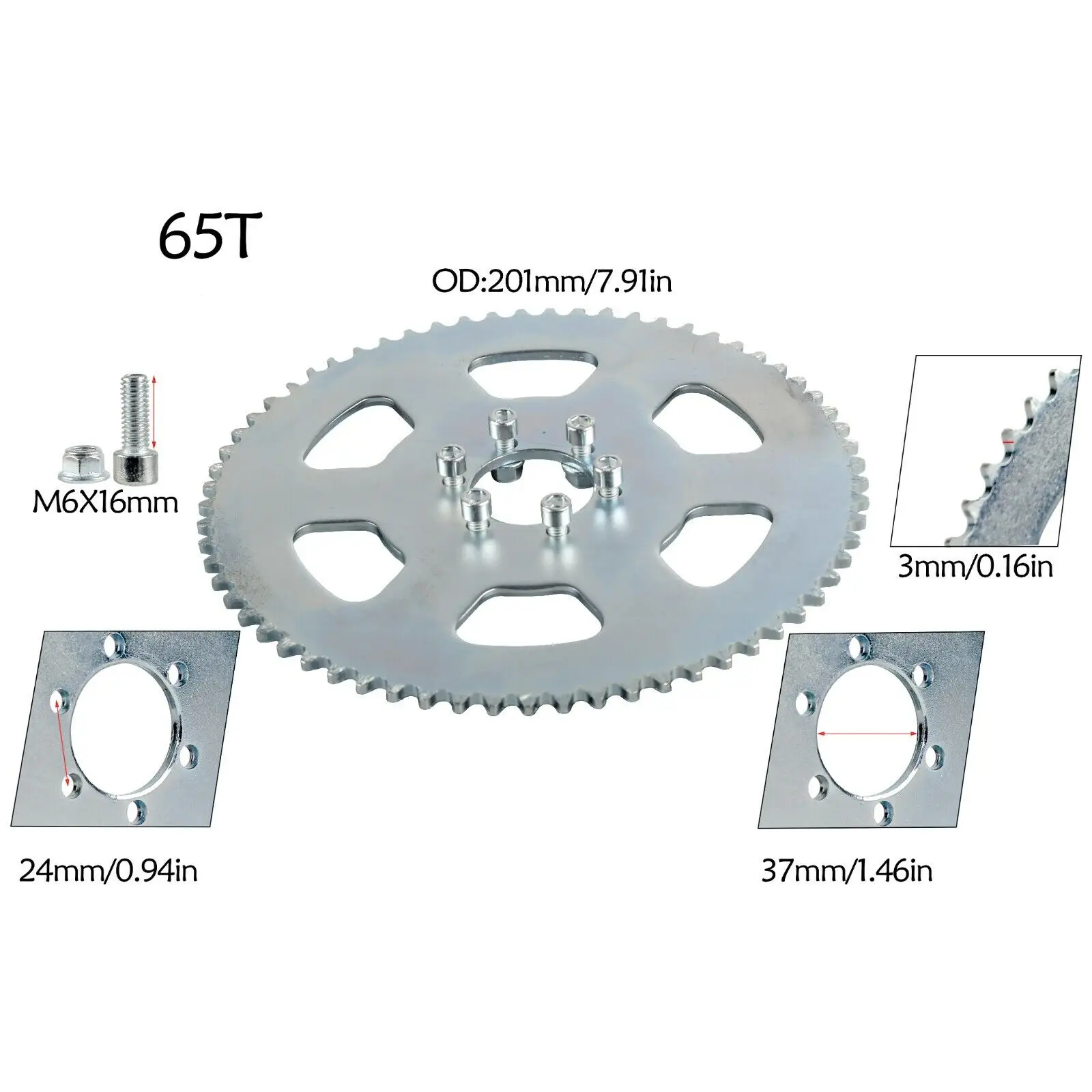 65T #35 Rear Chain Sprocket Kit for Go Kart ATV Quad Mini Bike Buggy Drift Trike 35 chain 116L