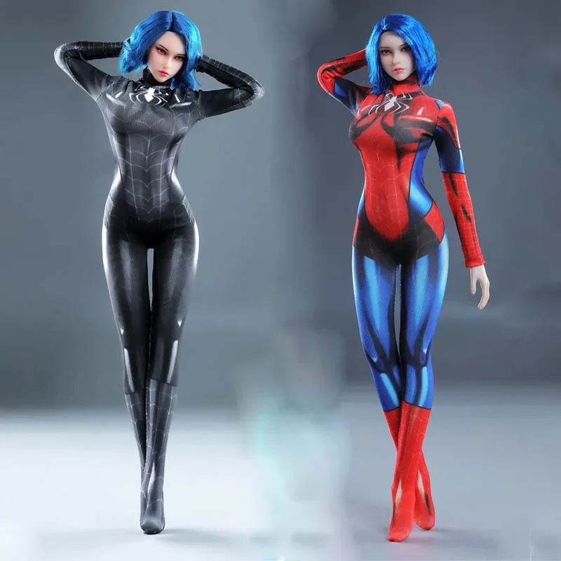 

1/6 Scale Girl Spider Jumpsuit Elastic Bodysuit Sexy Clothes Model for 12" Phicen S07C S10D Tbleague Body Action Figures Doll