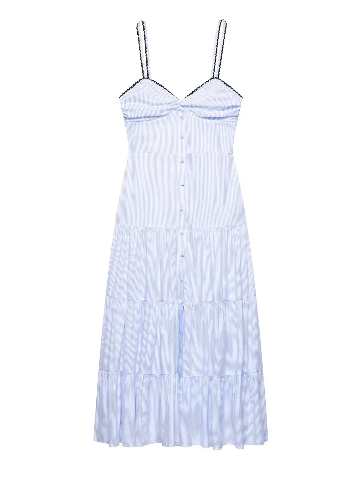 Novedad de verano, vestido Midi informal a rayas sin mangas con tirantes y espalda descubierta para mujer, vestidos de moda para mujer WMA8