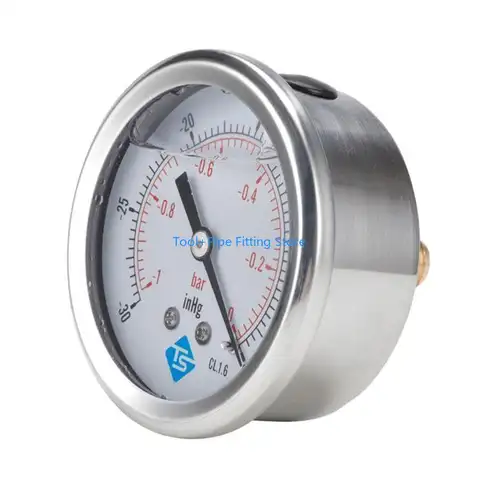 F92b 금속 프레임이있는 소형 압력 게이지 이중 디스플레이 워터 오일 가스 게이지 1/4 bsp 스레드 글리세린 가득 채워서 내구성