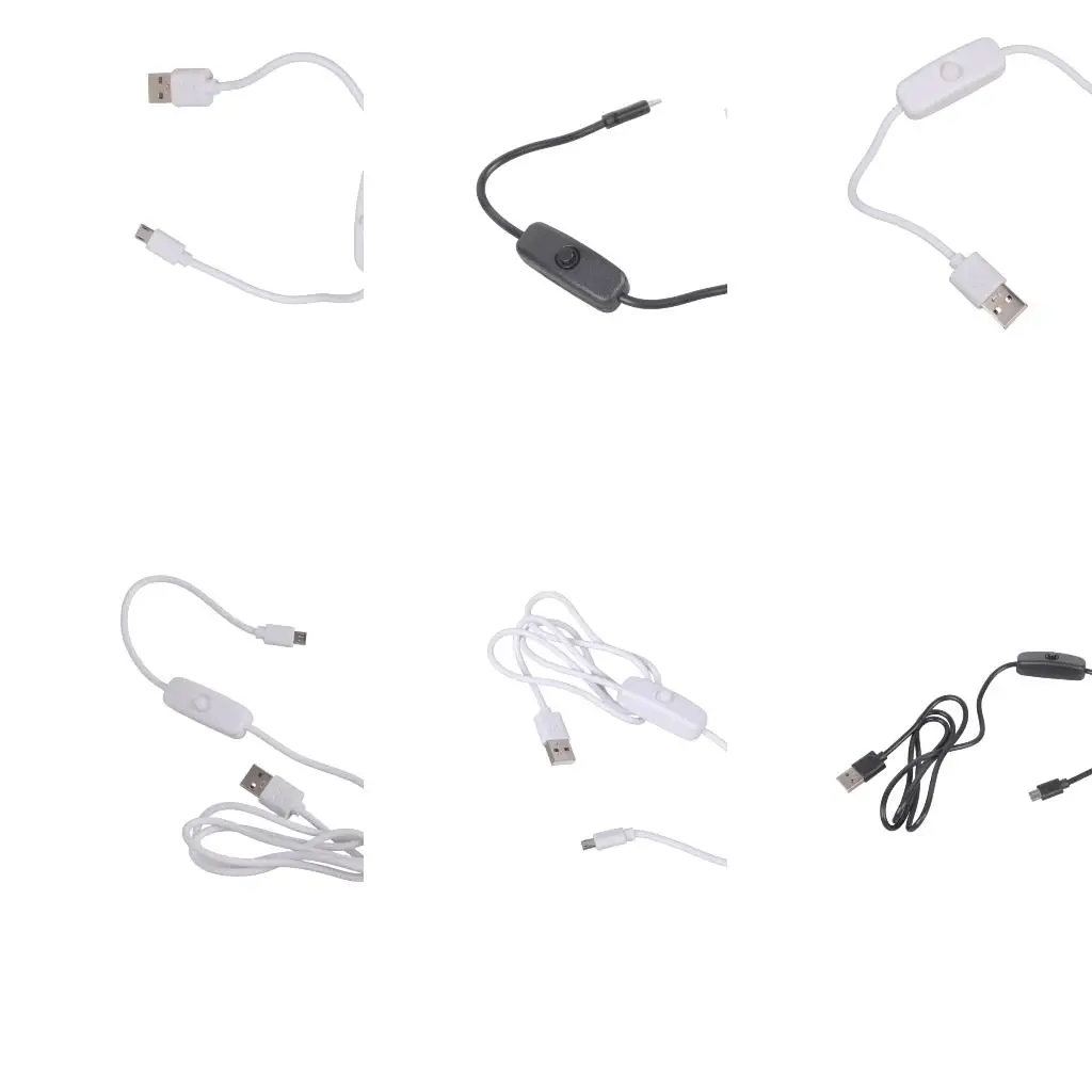 4XFC On Off Button Enabled USB to Tiny USB Charging Cable 2 Size for Multiple Gadget