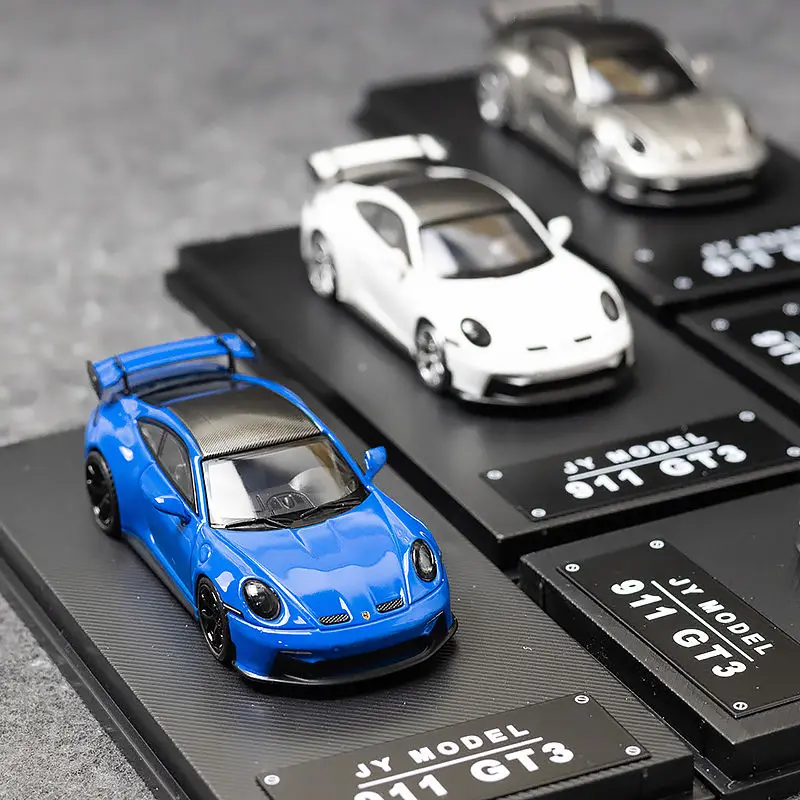 JY 1:64 911 GT3 Modelo fundido a presión de aleación - Colección estática de simulación de la serie MJ Réplica de carreras de alto detalle con puertas abiertas Juguete
