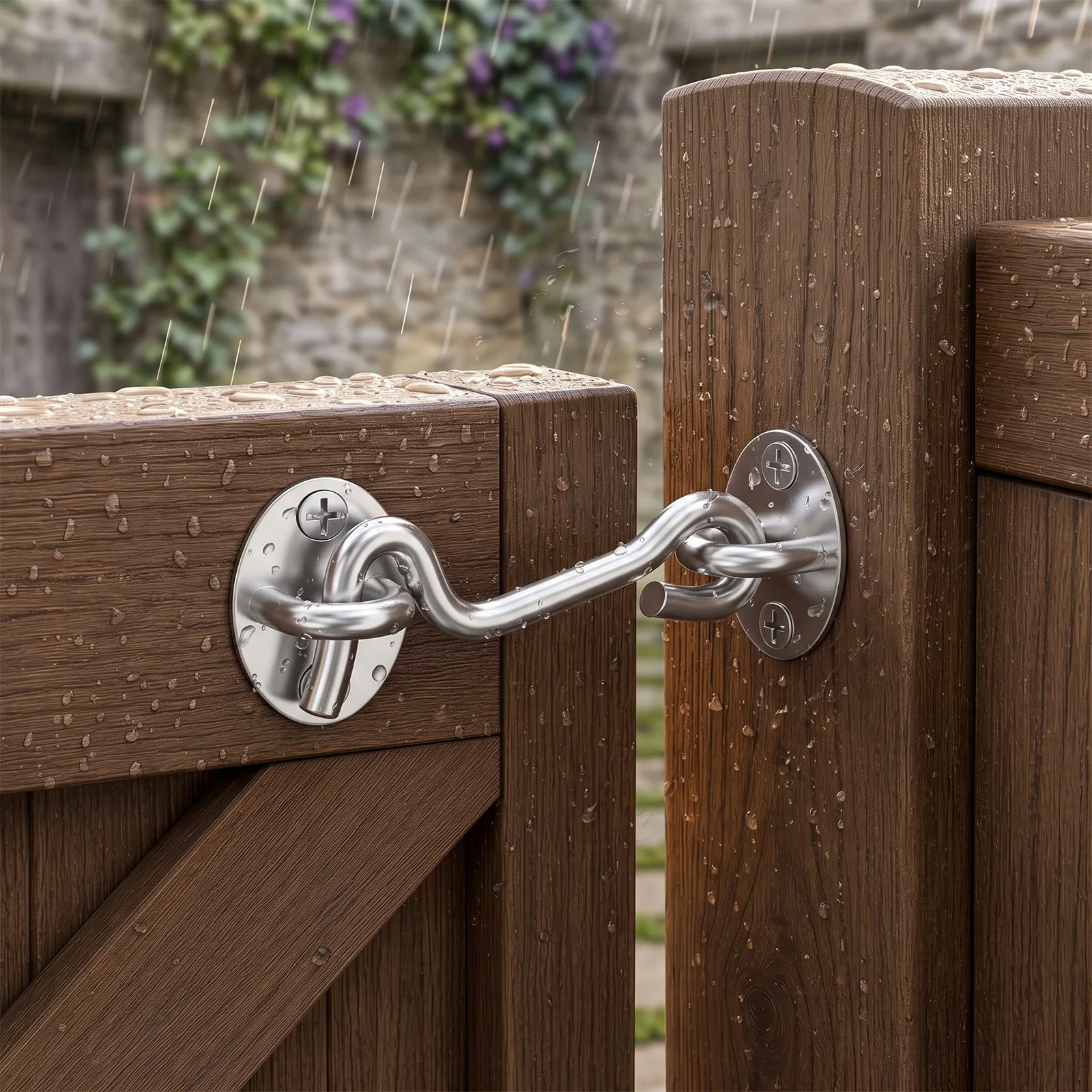 Stainless Steel Swivel Cabin Hook Latch, Heavy Duty Door Hook Lock, Gate Shed Window Barn Door Privacy Latch with Screws