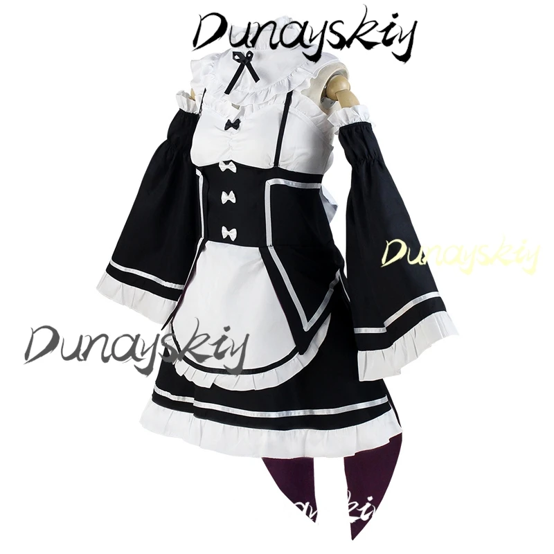 Rem Ram Cosplay Costume Anime Re:Life In A Different World From Zero Rem Maid Uniform Halloween Cosplay Full Set Customized