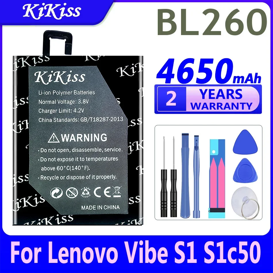 

Аккумулятор KiKiss 4650 мАч BL260 BL 260 для Lenovo VIBE S1 Lite S1Lite S1La40, батареи + Бесплатные инструменты