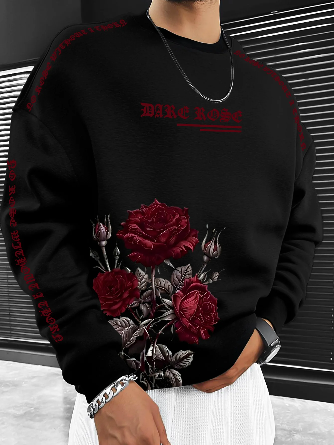 Autumn and winter men's round-neck sweater with letter printing warm comfortable casual fashionable street wear