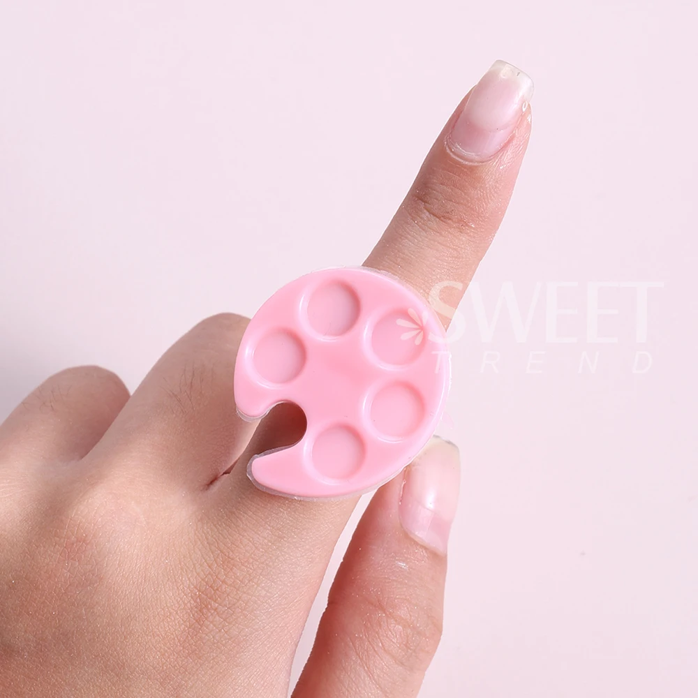 5 قطعة البلاستيك مسمار الفن لوحة البسيطة البنصر طبق خلط اللون UV هلام اللوحة حامل لوحة الصباغ صينية مانيكير مسمار أدوات #3