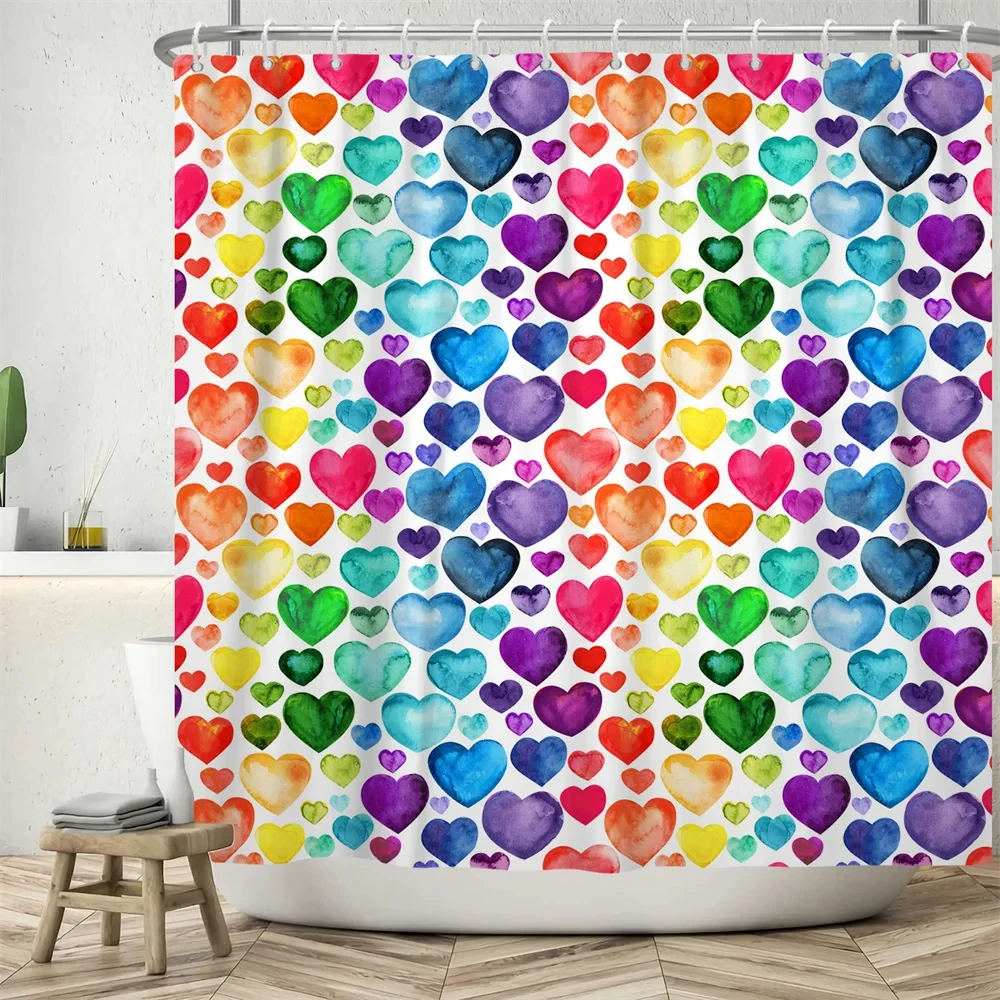 Rainbow Colorful Boho Shower Curtain Waterproof Polyester Fabric Bath Curtains with Hooks for Bathroom Home Decor Bathtub Set