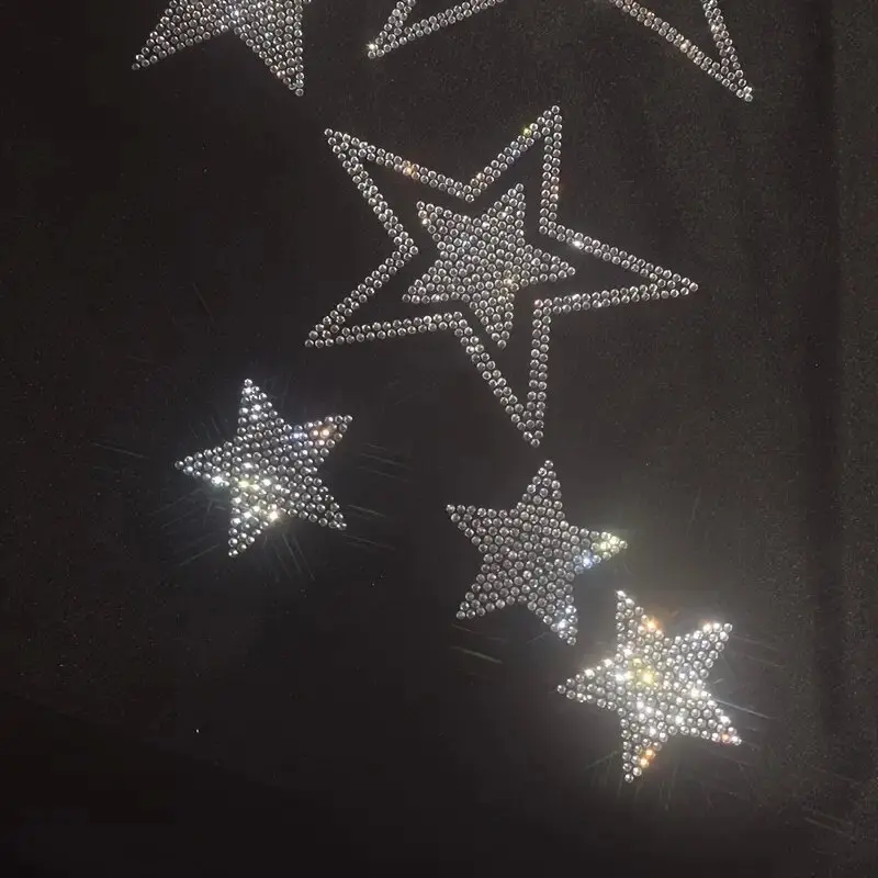 Shimmering rhinestone Hot stamping Letter Stars DIY Iron-On Appliques for Clothing - Plastic, Non-Electric