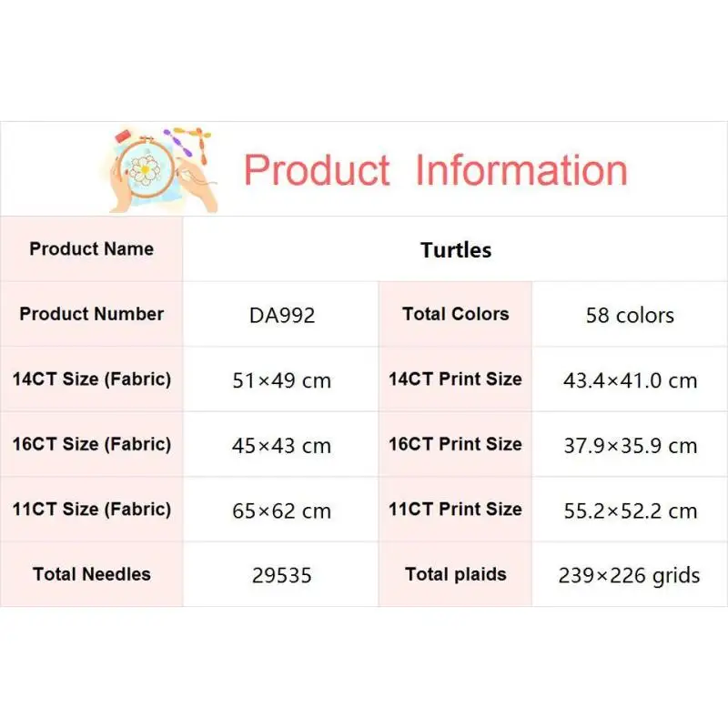 Tartaruga marina colorata animali d\'arte fai da te Kit punto croce 14 16 11CT contati tessuto stampato ricamo fai da te fatto a mano decorazioni per